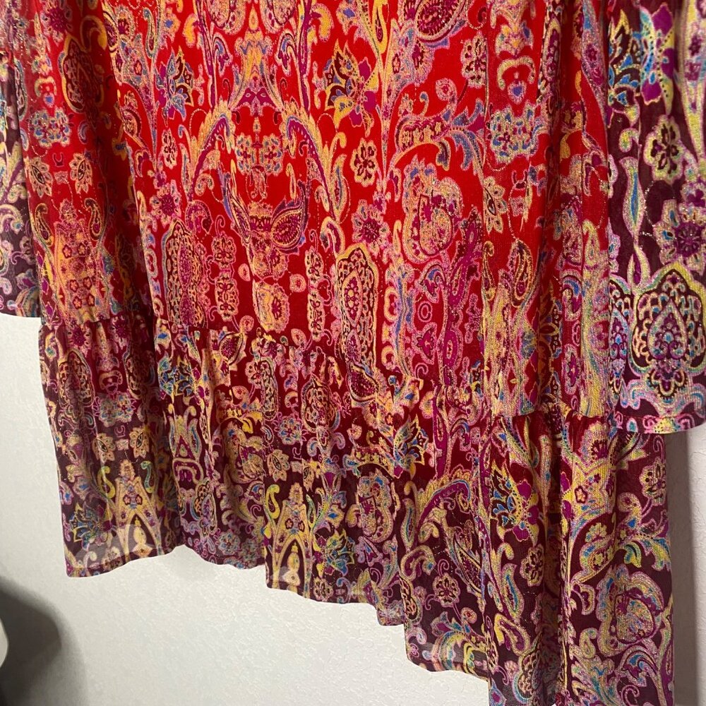 Caleoas Elegant Multicolor Paisley Women's Top, Like New - Picture 5 of 12